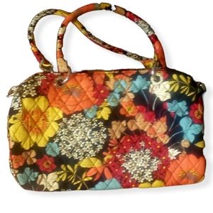 Vera Bradley flower pattern medium shoulder bag (navy/pink/blue/yellow fuchsia)